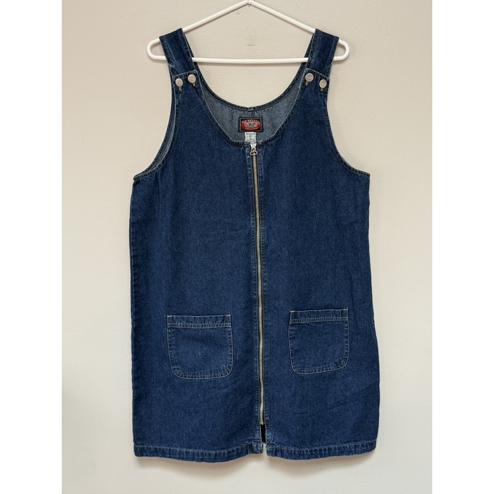 Vintage NO EXCUSES Womens Denim Full Zip Jumper Large Patch Pockets Knee